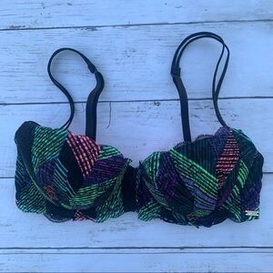 PINK Victoria's Secret Black Bra Neon Sheer 32C